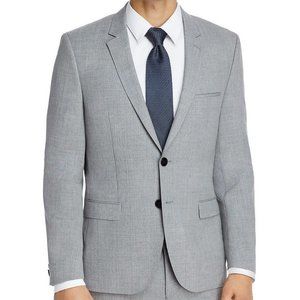 Hugo Boss Mens 'Arti' Open Gray Sharkskin Extra-Slim Fit Sport Coat Blazer 44R
